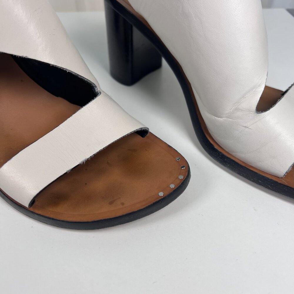 Rag and Bone Leather Slingback Heeled Sandal White and Tan Size 8 - Picture 4 of 9